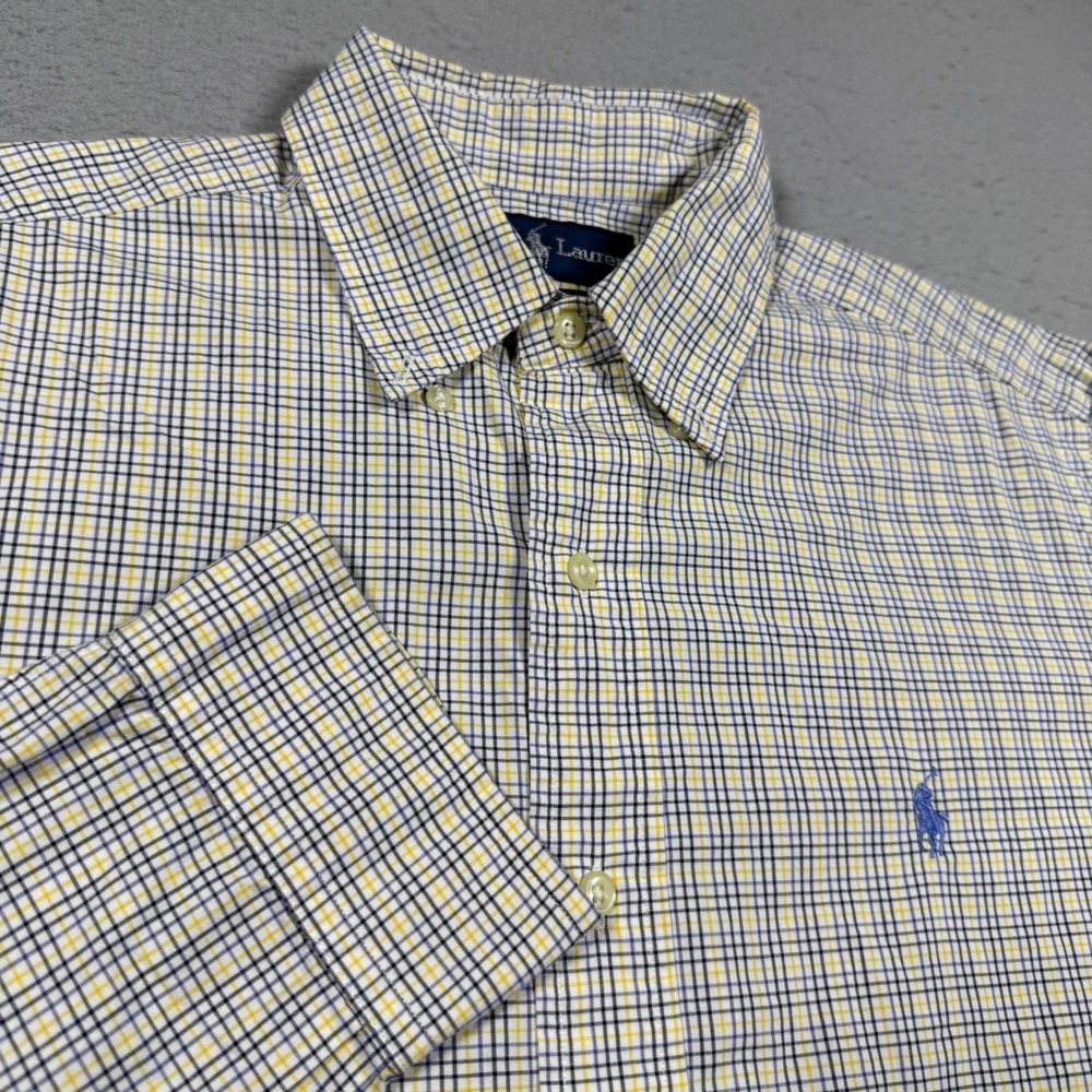 Ralph Lauren Classic Fit Plaid Button Down Shirt Yellow Navy Blue Mens 15 32/33